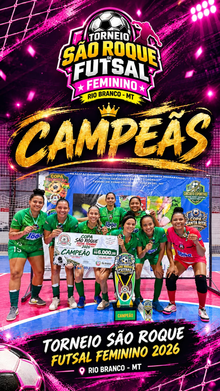 TGA de Tangará conquista o título do Torneio São Roque de Futsal Feminino em Rio Branco-MT